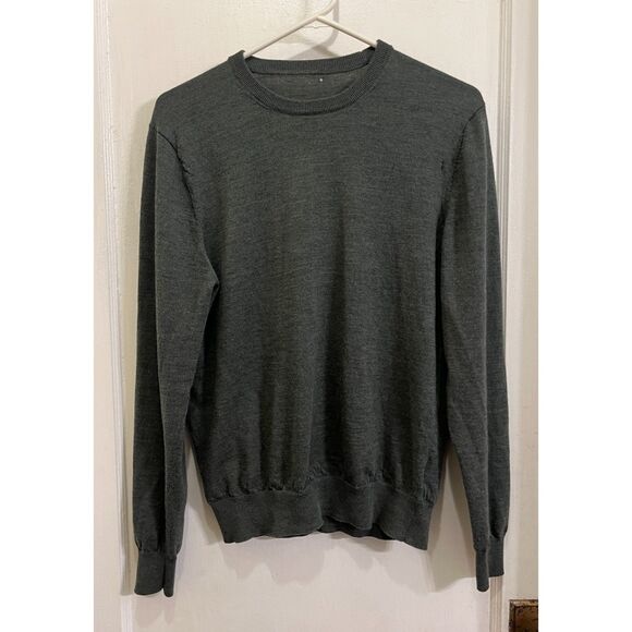 SUITSUPPLY Gray Long Sleeve 100% Merino Wool Pullover Sweater  Mens Size Medium - Picture 1 of 9